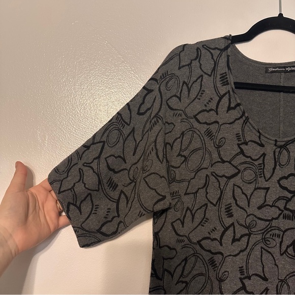 Gudrun Sjoden Cotton Knit Pocket Front Floral Print Tunic Jumper size Medium - Picture 2 of 6